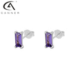 Purple Zirconia Series Hoop Earrings 925 Sterling Silver Jewelry for Women