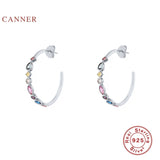 Colorful Zircon 925 Silver Earrings Geometric Pendientes