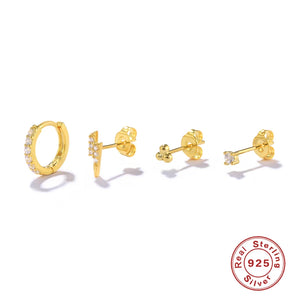 Small Flower 4pcs/Set 925 Sterling Silver Earrings