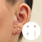 Small Flower 4pcs/Set 925 Sterling Silver Earrings