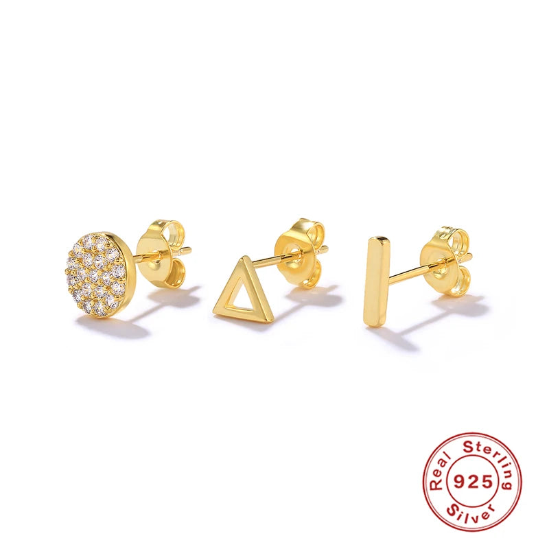 Small Flower 4pcs/Set 925 Sterling Silver Earrings