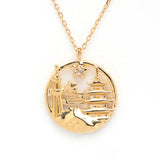 Eiffel Tower Paris 925 Silver Necklace Circle Pendant