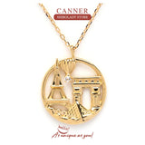 Eiffel Tower Paris 925 Silver Necklace Circle Pendant