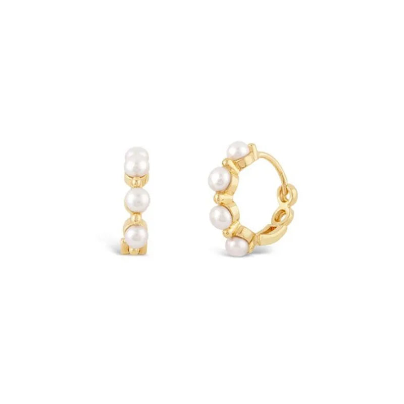 925 Silver Pearl Circle Earrings for Women - Minimalist Hoop Earrings