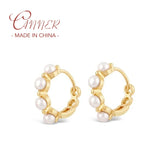 925 Silver Pearl Circle Earrings for Women - Minimalist Hoop Earrings