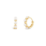 925 Silver Pearl Circle Earrings for Women - Minimalist Hoop Earrings