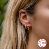 925 Silver Pearl Circle Earrings for Women - Minimalist Hoop Earrings