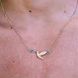Emerald Bird Necklace 925 Sterling Silver Wedding Choker