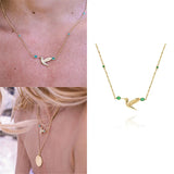 Emerald Bird Necklace 925 Sterling Silver Wedding Choker