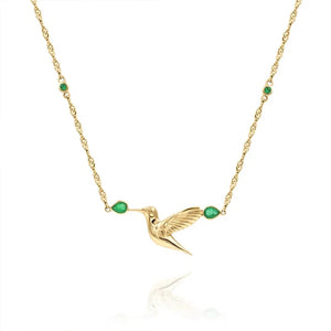 Emerald Bird Necklace 925 Sterling Silver Wedding Choker