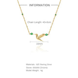 Emerald Bird Necklace 925 Sterling Silver Wedding Choker