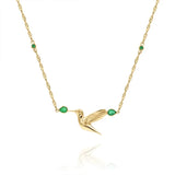 Emerald Bird Necklace 925 Sterling Silver Wedding Choker