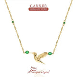 Emerald Bird Necklace 925 Sterling Silver Wedding Choker