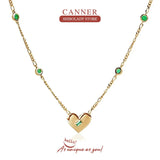 Emerald Heart Necklace 925 Sterling Silver Initial Pendant Long Chain