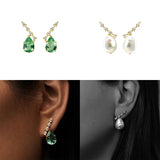 Emerald Pearl Earrings Silver 925 Women Drop Earrings Accessories 18K Jewelry