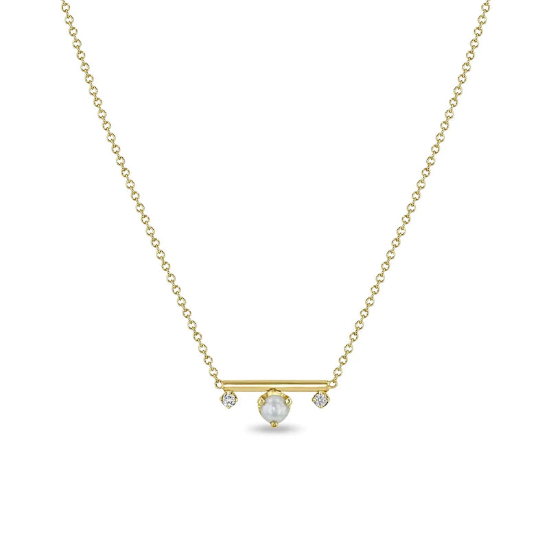 925 Silver Pearl Zircon Pendant Necklace
