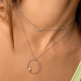 925 Silver Classic Triple CZ Clavicle Necklace For Women