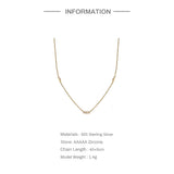925 Silver Classic Triple CZ Clavicle Necklace For Women