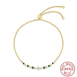 925 Silver Rainbow Zircon Charm Bracelet