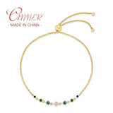 925 Silver Rainbow Zircon Charm Bracelet