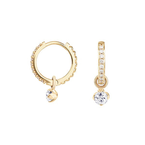 Sterling Silver Sea Zircon Hoop Earrings, Versatile Style