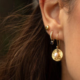 Sterling Silver Sea Zircon Hoop Earrings, Versatile Style