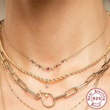 925 Sterling Silver Rainbow Zircon Pendant Necklace
