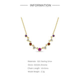 925 Sterling Silver Rainbow Zircon Pendant Necklace