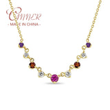 925 Sterling Silver Rainbow Zircon Pendant Necklace