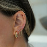925 Silver Chain Earring Zircon Double Ear Stud Hiphop Jewelry 1pcs