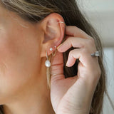 925 Silver Chain Earring Zircon Double Ear Stud Hiphop Jewelry 1pcs