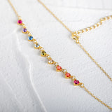 925 Silver Colorful Zircon Clavicle Chain Necklace Choker for Women