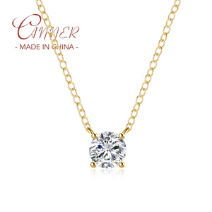 925 Silver Clear Zircon Pendant Necklace O-Chain Clavicle Women Jewelry