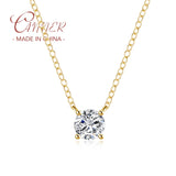 925 Silver Clear Zircon Pendant Necklace O-Chain Clavicle Women Jewelry