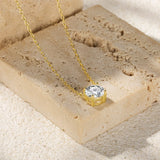 925 Silver Clear Zircon Pendant Necklace O-Chain Clavicle Women Jewelry