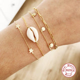 925 Silver Paper Clip Chain Bracelet Boho Charm Bangle