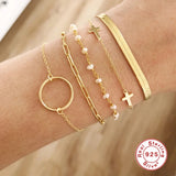 925 Silver Paper Clip Chain Bracelet Boho Charm Bangle