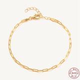 925 Silver Paper Clip Chain Bracelet Boho Charm Bangle