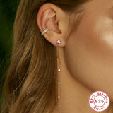 925 Silver Long Chain Earrings Star Tassel Dangle Ear Stud