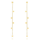 925 Silver Long Chain Earrings Star Tassel Dangle Ear Stud