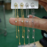 925 Silver Long Chain Earrings Star Tassel Dangle Ear Stud