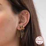 925 Silver Tassel Dangle Earrings for Women Fine Jewelry