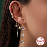 925 Silver Tassel Dangle Earrings for Women Fine Jewelry