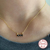 925 Silver Purple Crystal Zircon Retro Pendant Necklace Gift