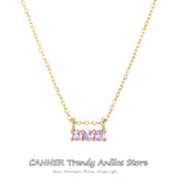 925 Silver Purple Crystal Zircon Retro Pendant Necklace Gift