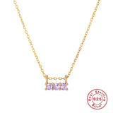 925 Silver Purple Crystal Zircon Retro Pendant Necklace Gift
