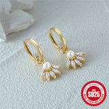 Compact Pearl Earrings Micro Horse Eye Zircon Earrings For Women