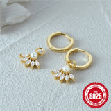 Compact Pearl Earrings Micro Horse Eye Zircon Earrings For Women