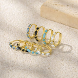 Colorful Zircon Hoop Earrings 925 Sterling Silver Circle Ear Jewelry