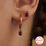 Colorful Oval Zircon Huggie Earrings 925 Sterling Silver Hoop Earring